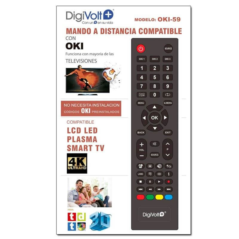 Oki - Mando A Distancia TELEVISIÓN Oki + Pilas - Mando TELEVISOR Oki Mando  A Distancia para Oki TV - Compatible Todas Las Funciones Oki